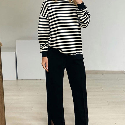Yiyiyouni Knitted Thick Casual Striped Pullovers Women