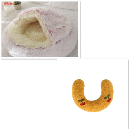 2 In 1 Dog And Cat Bed Pet Winter Bed Round Plush Warm Bed House Soft Long Plush Pets Bed Pet Products