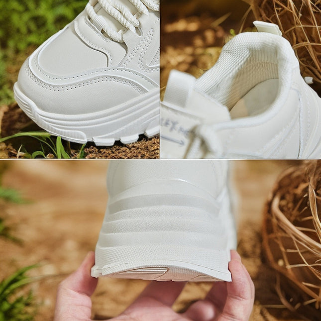 Breathable Student Sports Height Increasing Leather Low-top Shoes