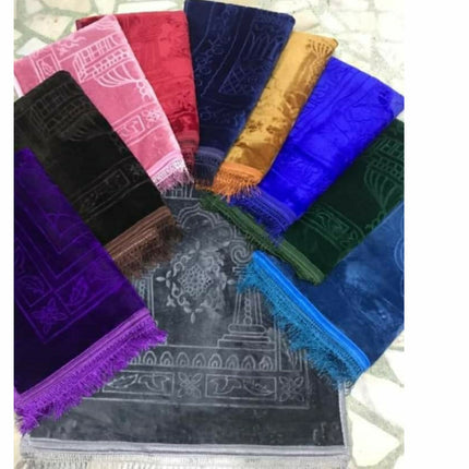 Raschel Embossed Prayer Mat With Tassel Prayer Mat Solid Color