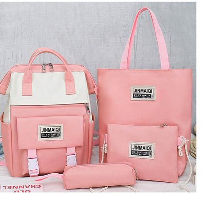 Big Clip Four-Piece Set Of Casual College Students Ladies Backpack