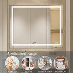 Miroir de salle de bain LED eprolo 48x36 pouces avec éclairage, anti-buée et fonction de réglage de la luminosité.