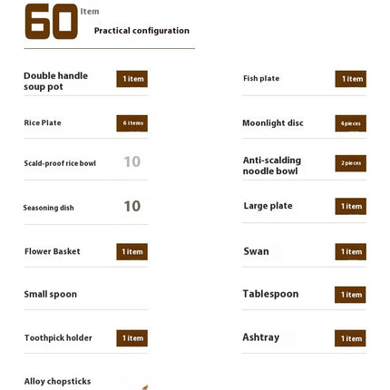 Household Style Enamel Bone China Tableware Set