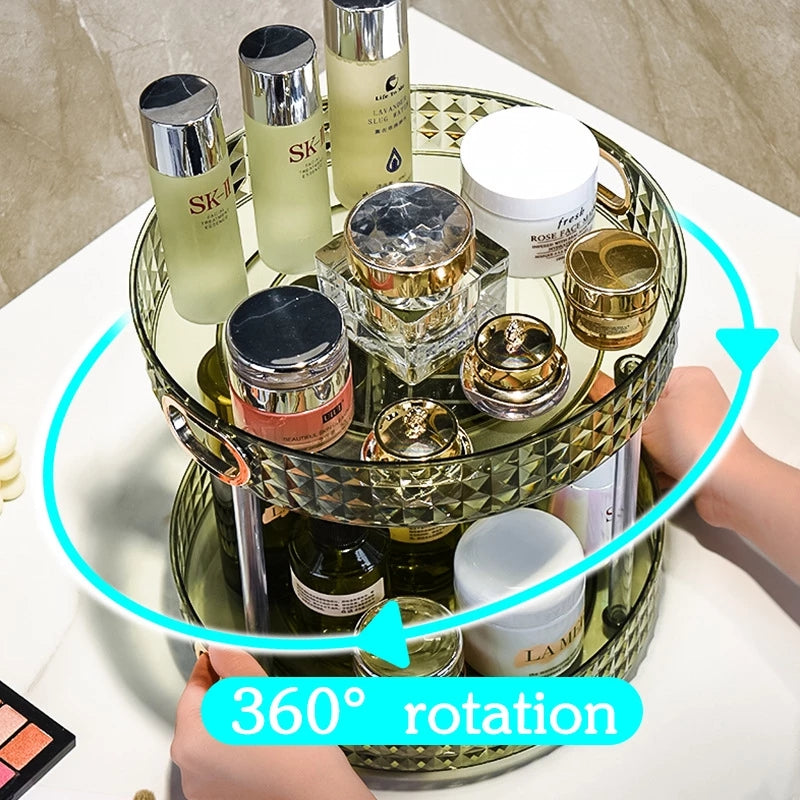 Étagère rotative de rangement cosmétique eprolo avec plusieurs niveaux pour organiser produits de beauté et maquillage.
