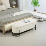 Ottoman de rangement beige COOLMOR de eprolo avec coussin doux, charnière de sécurité et style fauteuil de stockage.