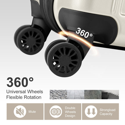 Vertical Pattern Two-piece Set 20 Inch Expandable With 14 Inch Suitcase