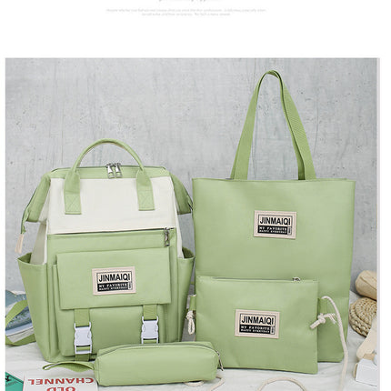 Big Clip Four-Piece Set Of Casual College Students Ladies Backpack