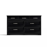 Commode chambre moderne à 3 tiroirs avec poignées en métal noir, dimensions 47,6" x 15,7" x 26,6", organisateur de vêtements.