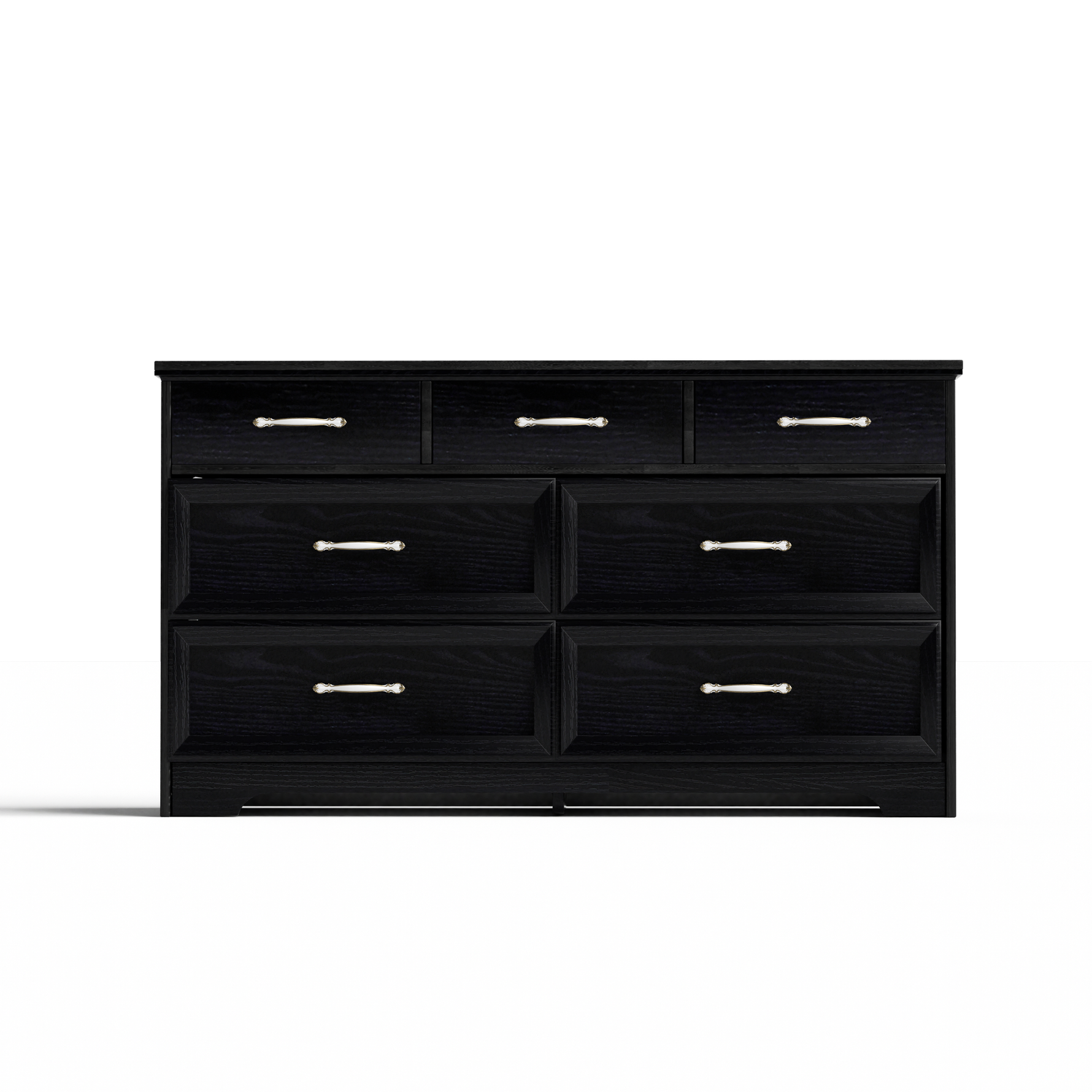 Commode chambre moderne à 3 tiroirs avec poignées en métal noir, dimensions 47,6" x 15,7" x 26,6", organisateur de vêtements.