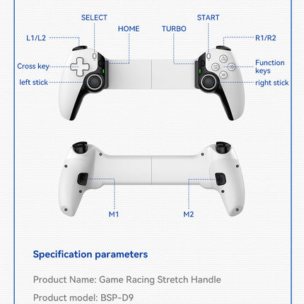 Stretch Gamepad Phablet Wireless Game Handle PC Streaming PS Bluetooth Telescopic