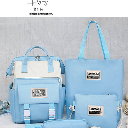 Big Clip Four-Piece Set Of Casual College Students Ladies Backpack