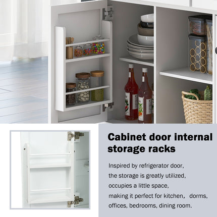 Kitchen Cart With Drop-Leaf Countertop, Cabinet Door, And Storage Racks