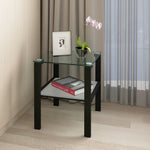 Table de salon en verre à deux couches, petite table ronde noire pour chambre ou salon, par eprolo.