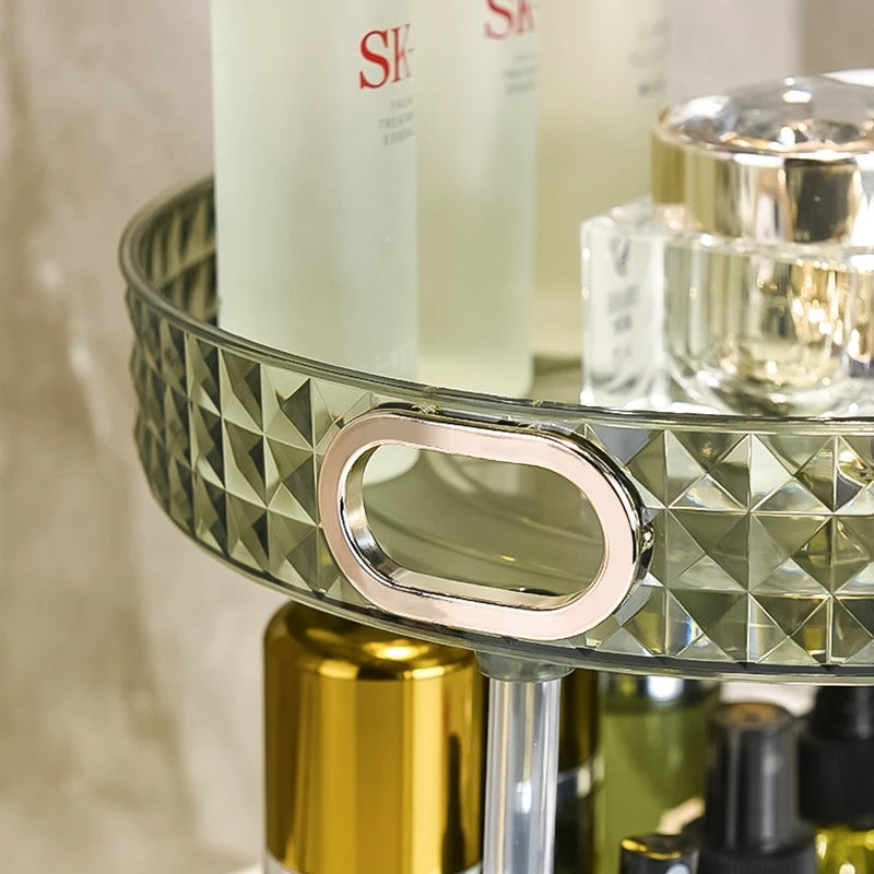 Étagère rotative de rangement cosmétique eprolo avec plusieurs niveaux pour organiser produits de beauté et maquillage.