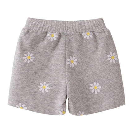 Girls' Light Gray Printing Little Daisy Shorts