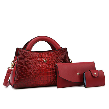 Women's Crossbody Leather Crocodile Pattern Shoulder Handbag