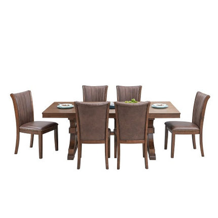 78.74 Rectangular Rubber Wood Dining Table For 6-8 With Wooden Trestle Pedestal Base,Mid Century Modern Kitchen Wooden Table Dinner Table For Dining Room, Living Room,OAK