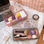 Boîte de rangement pour cosmétiques eprolo, grande capacité, avec couvercle, stockage poussière pour éponges et pinceaux de maquillage.