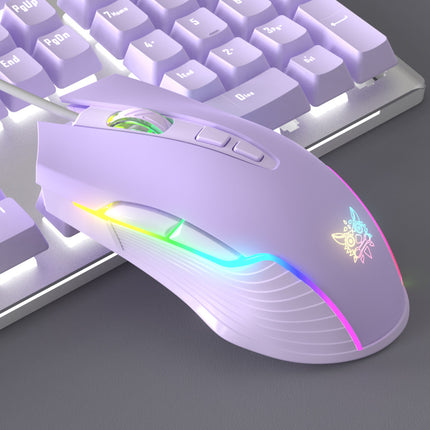 Purple Mechanical Keyboard Mouse Suit Wired Green Axis