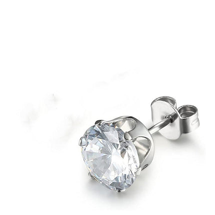 Crown Six Prongs Inlaid Zircon Earrings