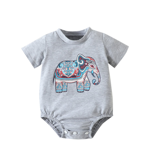 Baby Clothing Elephant Printed Cute Triangle Jumpsuit Clothes
