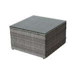 Canapé d'extérieur en rotin gris, ensemble de mobilier de patio en 4 pièces avec coffre de rangement, par eprolo