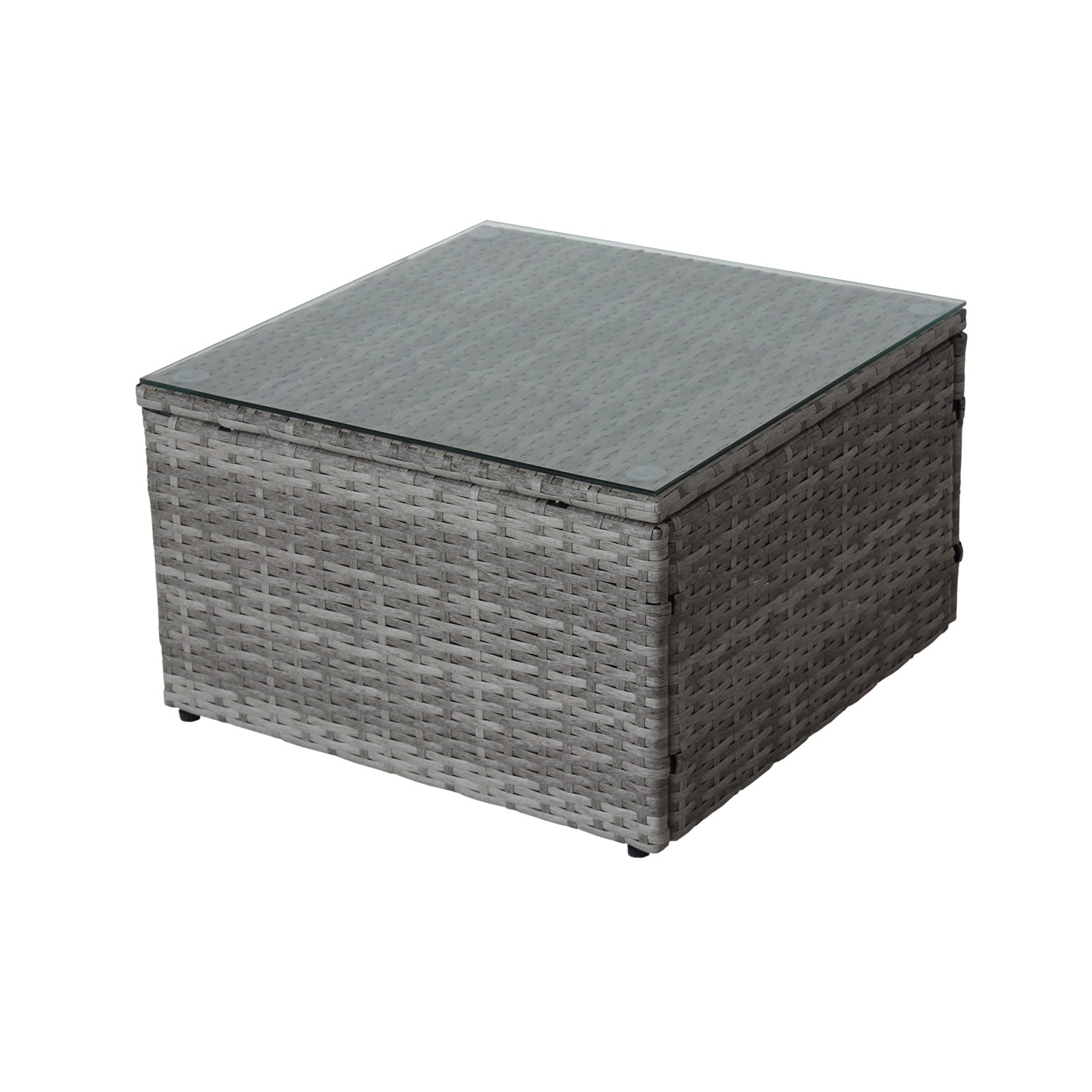 Canapé d'extérieur en rotin gris, ensemble de mobilier de patio en 4 pièces avec coffre de rangement, par eprolo