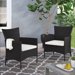 Chaise de salle à manger extérieure eprolo Clementine en rotin multicolore, lot de 2, design élégant pour espace extérieur.