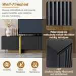 Meuble TV moderne noir eprolo avec rangements, pour téléviseurs jusqu'à 80 pouces, design élégant et compartiments de rangement.