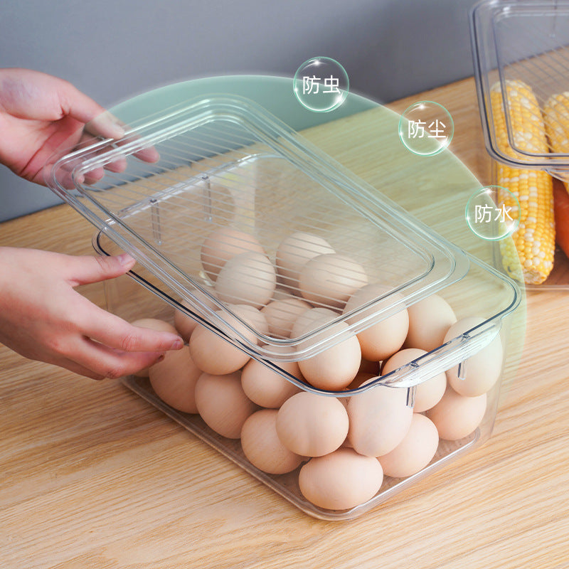 Boîte de stockage pour cuisine eprolo avec couvercle, rangement pour fruits, légumes, œufs, réfrigérateur et congélateur.