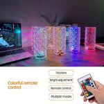 Lampe de bureau en acrylique cristal eprolo avec lumière romantique rose, réglable, rechargeable USB, décor de chambre élégant.