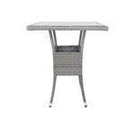 Ensemble de salon de jardin en rotin gris avec 3 pièces et coussins blancs, conçu par eprolo pour un espace extérieur élégant.