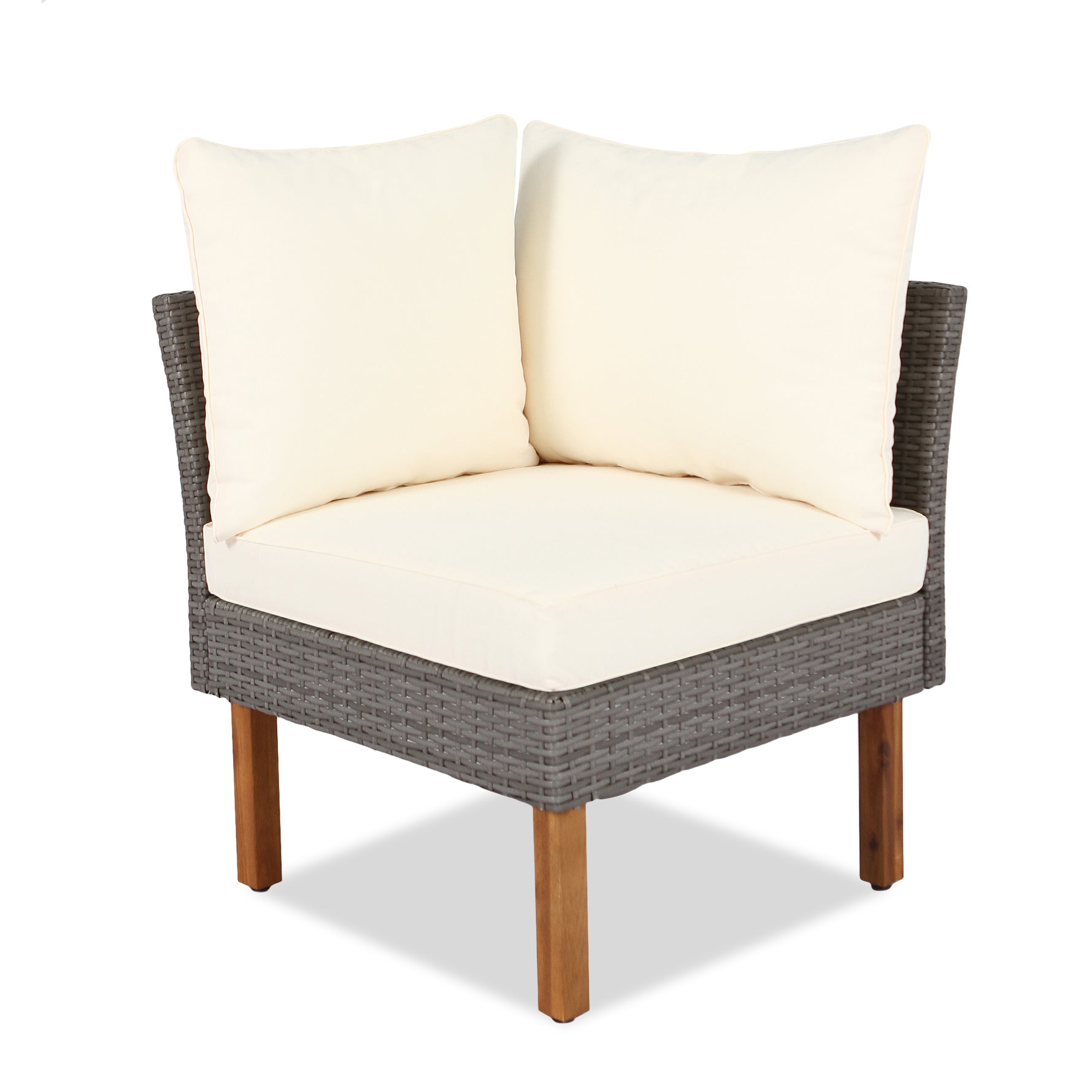 Ensemble de mobilier de patio en rotin eprolo, 9 pièces avec pieds en acacia, sofa, table basse et coussins beiges lavables.
