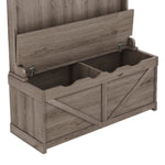 Meuble d'entrée eprolo en chêne avec rangement, bureau avec tiroirs, 5 crochets et étagère de présentation.