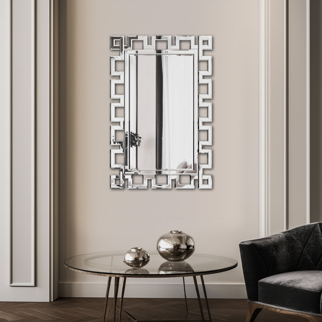 Grand miroir rectangulaire décoratif en argent, mural, pour salon, chambre ou entrée, miroir HD clair, marque eprolo