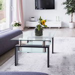 Table basse rectangulaire en verre noir de style moderne, table d'appoint pour salon, meuble de salon contemporain, marque eprolo