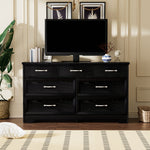 Commode moderne à 3 tiroirs eprolo, meuble de rangement noir avec poignées métalliques, dimensions 47,6''L x 15,7''W x 26,6''H