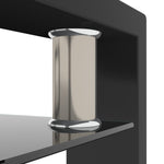 Table basse rectangulaire en verre noir avec cadre en métal, meuble moderne pour salon, table d'appoint ou centrale.