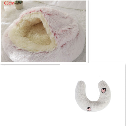 2 In 1 Dog And Cat Bed Pet Winter Bed Round Plush Warm Bed House Soft Long Plush Pets Bed Pet Products
