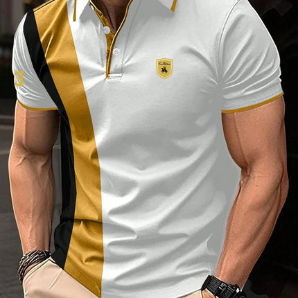 Men's 3D Printing Digital Printed Polo Shirt Short Sleeve