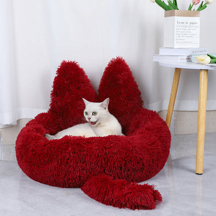 Winter Kennel For Pets, Long Round Plush Nest, Cat Nest, Warm Pet Supplies, Dog Bed, Pet Cushion 