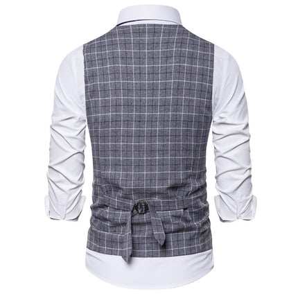 Men's Slim Fit Checkered Button Vest