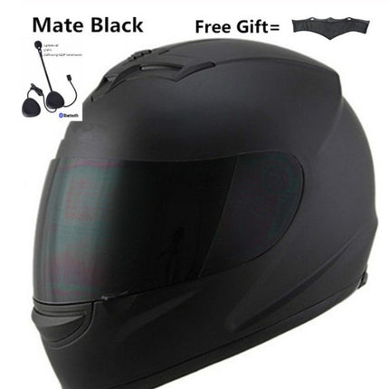 Motorcycle Full Face Helmet Sun Shield Bluetooth Matte Black