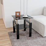 Table basse moderne en verre trempé noir, carrée, pour salon, table d'appoint élégante de la marque eprolo.