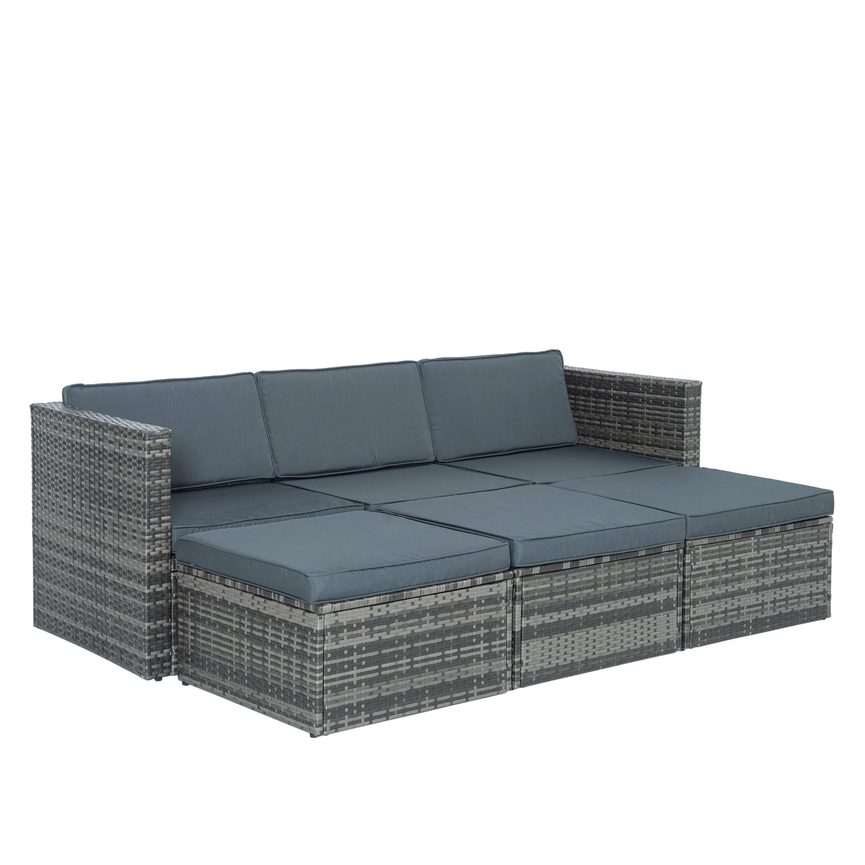 Ensemble de meubles de terrasse en rotin PE d'eprolo avec table basse en contreplaqué pour extérieur, 5 pièces.