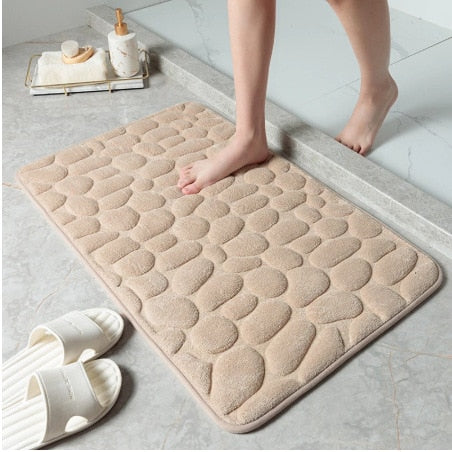 Tapis de bain antidérapant en mousse à mémoire avec motif en pavés pour baignoire et salle de bain, marque eprolo.