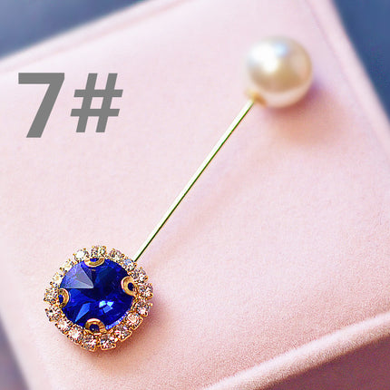 Pearl crystal one word pin scarf buckle brooch