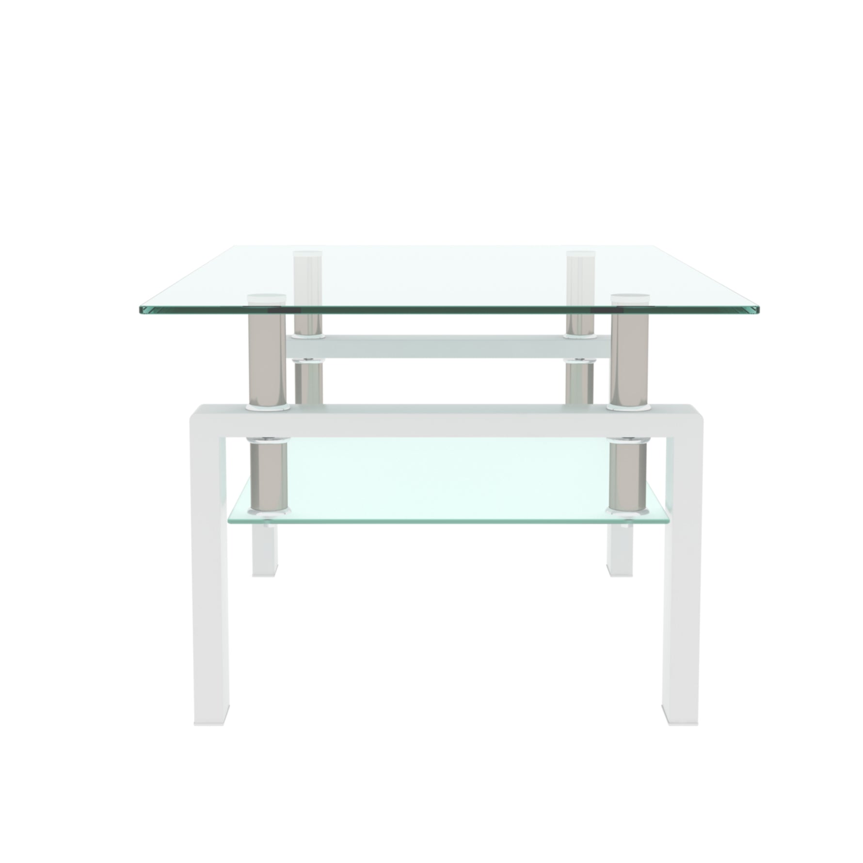 Table basse blanche en verre moderne eprolo, table d'appoint centrale pour salon, mobilier de salon élégant et contemporain