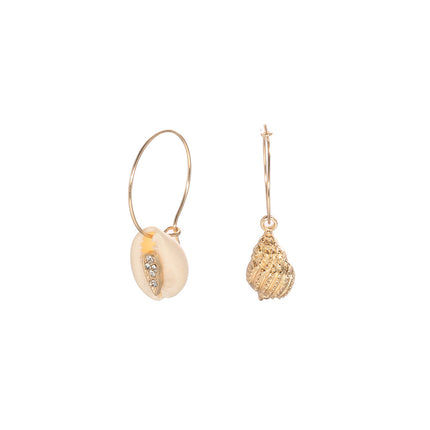 Bohemian Natural Gold-plated Shell Exaggerated Pearl Tassel Eardrops Stud Earrings