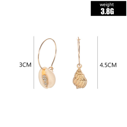 Bohemian Natural Gold-plated Shell Exaggerated Pearl Tassel Eardrops Stud Earrings